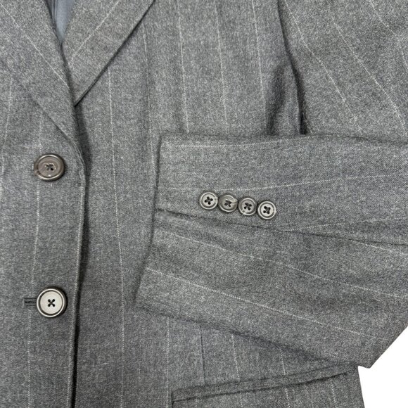 EUC Women's LAUREN RALPH LAUREN Wool Pinstripe 3-Button Gray Blazer | Size 10P - Picture 6 of 10